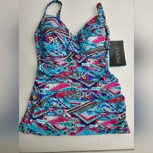 Profile By Gottex Multicolored Tankini Swimsuit Top